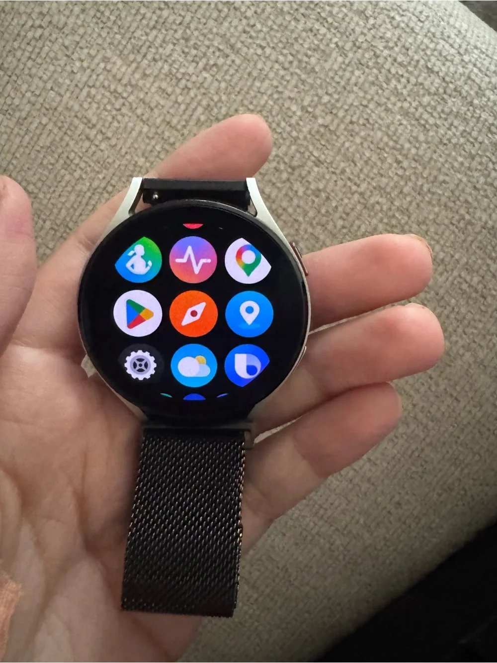 Samsung Green Dial Smartwatch with Black Mesh Band